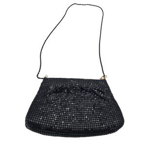 Vintage Black Marlo Evening Bag With Sequin Mesh Design & Gold Hardware